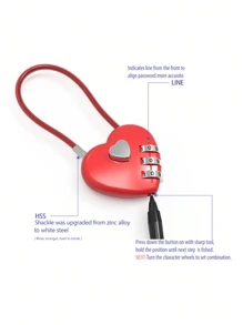 Multi-Functional Heart Shaped Combination Lock, TSA Approved Luggage Lock For Suitcase, Backpack, Gym Locker, School Locker, Travel Essentials