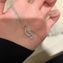 Romantic Shiny Zirconia Musical Note Pendant Necklace With Exquisite Gift Box Luxury Valentine's Day Jewelry For Women
