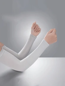 1 Pair Straight Over-Elbow Sleeve Cuffs, Suitable For Daily Wear - Grey - View 1