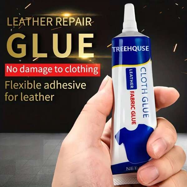 Blue Leather Repair Glue: Non-Damaging To Fabrics, Flexible Adhesive, For Repairing And Fixing Leatherette, Sports Equipment, Leather Wallet Lining Damage And Peeling