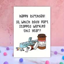 1 pieza Tarjeta de cumpleaños con tema de píldoras divertido - Saludo hilarante para familiares, amigos, compañeros de trabajo - Regalo de pequeña empresa ideal para dar las gracias o por cumpleaños - Ilustración única de caja de píldoras y medicina