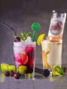 10/20个可重复使用的隐形塑料饮料袋，带吸管，防漏水袋，防漏塑料瓶，可重复使用的果汁/饮料瓶，透明喷嘴饮料袋果汁袋，咖啡液体包装袋，冷热饮立式饮料容器 - 彩色 - 查看 10