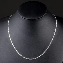 Collar plano de moda simple, cadena de collar plateada de 2mm resistente al agua e hipoalergénica, de 16 a 30 pulgadas de largo, adecuada para uso diario, bodas, fiestas y como regalo de joyería unisex - Multicolor - Ver 3