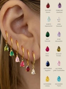 1pc Water Droplet Birthstone Drop Earrings For Women S925 Sterling Silver 12 Month Personalized Earrings Fine Jewelry Birthday Gift