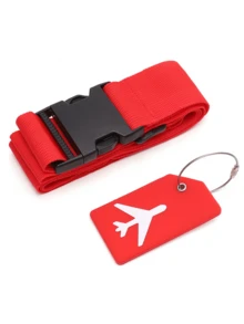 2Pcs/Set Luggage Straps Set Adjustable Belts,Packing Belt Luggage Tie,Rope Suitcase Strap Fixed Strap,And Silicone Luggage Tags,Luggage Handbag Travel Suitcase Tags ,With Name ID Card, Suitable For All Types Of Bags & Suitcases, Suitcase Accessories, Travel Stuff,Suitable For Home, Office And School,Traveling, Business Trip,There Are Eight Colors To Choose From Bag For School School Accessories School Stuff - Multicolor - View 9