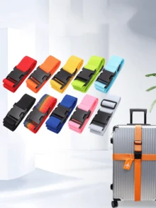 2Pcs/Set Luggage Straps Set Adjustable Belts,Packing Belt Luggage Tie,Rope Suitcase Strap Fixed Strap,And Silicone Luggage Tags,Luggage Handbag Travel Suitcase Tags ,With Name ID Card, Suitable For All Types Of Bags & Suitcases, Suitcase Accessories, Travel Stuff,Suitable For Home, Office And School,Traveling, Business Trip,There Are Eight Colors To Choose From Bag For School School Accessories School Stuff - Multicolor - View 6