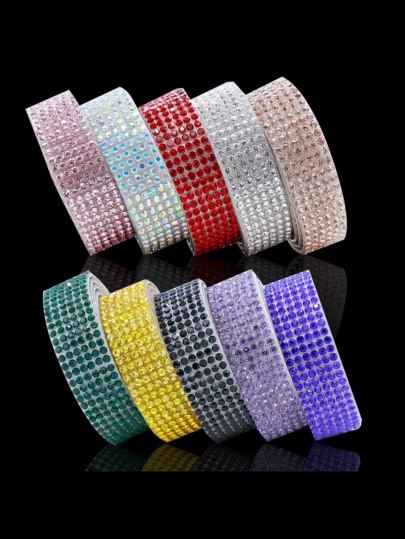 1 Yard 6 Rows Of Crystal Rhinestone Strips - Self-Adhesive, Sparkling Stickers, Suitable For DIY Art, Crafts, Wedding And Holiday Party Decoration, Car Phone Decoration, Clothing Accessories, Shoe And Hat Accessories, And Other Gift Creativity!