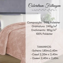 Coberdrom Edredom Dupla Face Solteiro Casal e Queen Super Macio Folhagem - Rosa Bebê - Visão 3