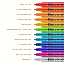 Guangna 12 colori super dorati, pennarelli con punte spesse, colori metallici per fai da te e graffiti, pennarelli glitterati, punta da 3 mm, adatti per metallo, modelli, ceramica, tela, pietra, cartone e altri materiali multifunzione, ottimi per la pittura!, Ritorno a scuola, forniture scolastiche