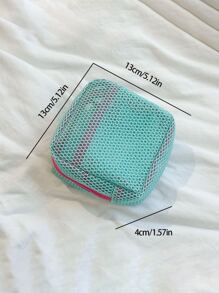 1pc Dopamine Color Mesh Data Cable Storage Bag, Portable Handheld Wired Earphone Power Charger Bag, Pink/Purple/Blue Small Travel Storage Bag, Travel Essentials, Travel Accessories, Mobile Phone Storage Bag For Summer Holiday Travel, Outdoor Activities Cable Organizer