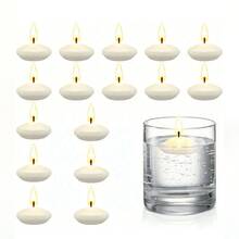 10/20/40pcs Small Floating Candles, Waterproof Wax Material, Stable Floating On Water, Long Lasting Burn Time With Little Smoke & Smell, Create Dreamy Candlelight Atmosphere For Wedding & Party, Ideal For Decorating Tabletop, Glass Container Or Water Scenery - White - View 2