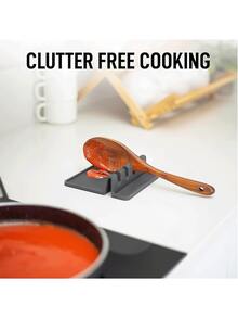 带滴水盘的硅胶厨房用具架，适用于各种用具，耐热，勺子架和铲刀架，非常适合炉灶、勺子、长柄、钳子等。 - 彩色 - 查看 4