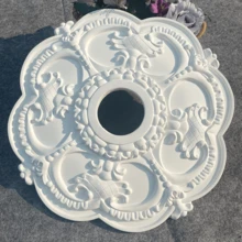 1pc PU Lamp Shade, French Style PU Line Wave Pattern Faux Plaster Lamp Shade, European Pendant Light Lamp Housing, Decorative American Ceiling Plaster Round Plate, PU Mold Model Imitation Wood Material Home Decor & Construction Material - P32 - View 6