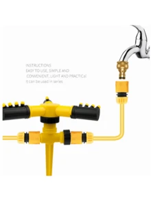 Garden Tools/Sprinkler,High Pressure Garden Spray Gun For Outdoor Watering - Adjustable Nozzle, Lightweight Plastic Design, Threaded Standard, Yellow And Green, Blue Handle, Easy To Grip, With Functions Such As Nozzle, Nursery Irrigation, Rotating Trident, Series Watering, Watering Garden Plants, Clearing Dust On Park Lawns - Multicolor - View 4