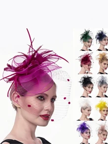1 bucă pălărie fascinatoare pălărie cu pene, ceai, petrecere, curse de cai pentru femei, pălărie Kentucky Derby pentru femei și fete