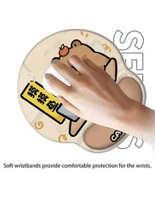 Ergonomic Mouse Pad With Gel Wrist Rest,Cartoon Wrist Protected Personalized Comfortable Memory Foam Support For Computer,Home,Office & Travel,Non-Slip PU Rubber Base Mousepad Pain Relief For Work, School Supplies,Back To School