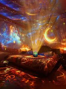 Led Light USB-Powered Aurora LED Night Light Projector With Remote Control - Multiple Color Options, Portable Design, Perfect For Gifts And Parties, Adjustable Brightness, Light Up Your Bedroom - Multicolor - View 3