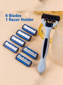 Cuchillas de acero inoxidable de 6 capas con mango antideslizante, maquinilla de afeitar manual para mujeres para el vello de las axilas y las piernas