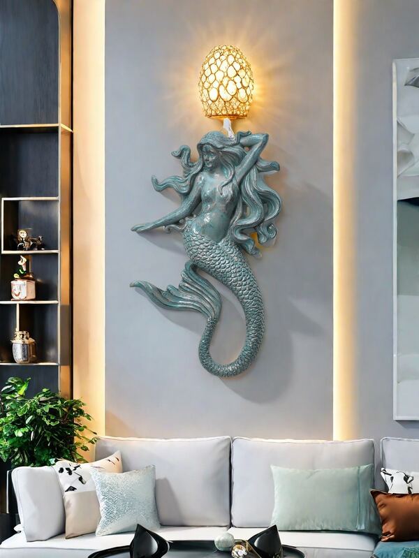 1 szt. Styl Vintage Wytrzymały Hak Syreny Ścienny Dekoracja Ogrodowa | Najwyższej Jakości Żywica Rzeźba Ścienna Do Wewnątrz I Na Zewnątrz Dekoracja Ścienna | Prezent Dla Rodziny I Przyjaciół