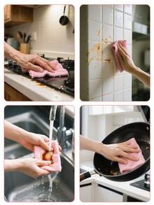 10pcs Random Color Super Absorbent Microfiber Kitchen Dish Cloth High-Efficiency Tableware Household Cleaning Towel,Kitchen,Bathroom,Home,Household Suppliers