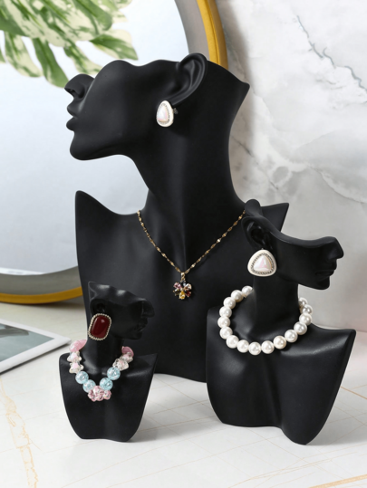 1 Pieza de soporte de exhibición creativo de resina de cabeza humana estilo europeo, usado por mujeres para almacenar joyas, aretes, collares y colgantes. Decoración creativa para mesa de noche o sala de estar. Organizador de almacenamiento, regalo, artículo de viaje esencial