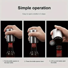 SOKANY 1pc Magnetic Beer Bottle Opener, Cap Opener, Pressure & Pop Cap Opener, Bar Opener Stainless Steel Automatic Push Pull Magnetic Bottle Top Bottle Opener Kitchen Appliances For Hotel, Family Dinner, Bar, Restaurant