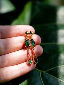 Stainless Steel Zirconia Stone Embedded Earrings - Dragon Queen Fantasy Jewelry - Multicolor - View 5