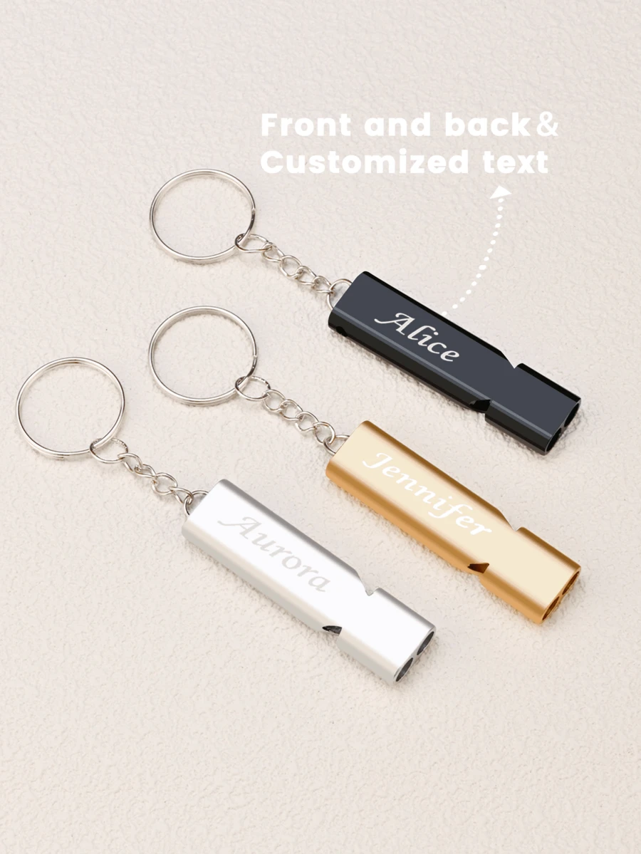 Customized Personalized Stainless Steel Whistle Keychain, Customized Engraved Whistle, With Name And Sport, Durable User Outdoor Whistle, Suitable For Teachers And Coaches, Dog Training Whistle