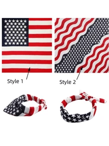 1 Stück Herren Lässig Bandana mit Amerikanischer Flagge Muster im Y2K Stil, geeignet für den Unabhängigkeitstag, Feiertage, tägliche Partys & Outfits