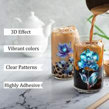 12PCS/SET UV DTF Transfer Stickers Fantasy Flowers Style UV DTF Cup Wrap Suitable For Glasses, Notebooks, Computers, Tables And Chairs, Etc. For DIY Creativity, High Viscosity UV DTF Cup Sticker(Mug Not Included)