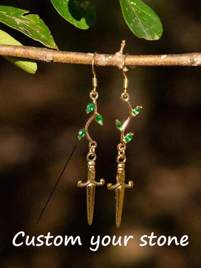 Kolczyki z cyrkonii zdobione kamieniem ze stali nierdzewnej 18K Gold Plated, spersonalizowany prezent, biżuteria ślubna