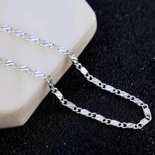 Collar plano de moda simple, cadena de collar plateada de 2mm resistente al agua e hipoalergénica, de 16 a 30 pulgadas de largo, adecuada para uso diario, bodas, fiestas y como regalo de joyería unisex - Multicolor - Ver 2