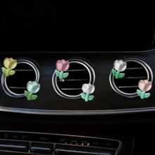 6 件郁金香花汽车出风口夹，汽车配件，适合男女，汽车出风口装饰 - 彩色 - 查看 1