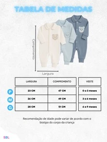 Kit 3 Menino Macacão de Bebe Canelado Bordado Vira pé 0 a 9 Meses Enxoval Recém-nascido - Multicolorido - Visão 5