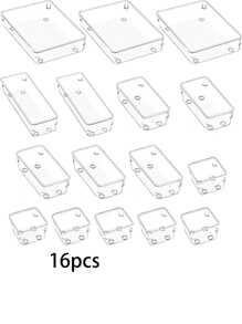 25-Piece Tray Set, Dresser Drawer Transparent Storage Box Set, 4 Sizes Of Trays, Multi-Purpose, Used For Cosmetics, Pens, Gadgets, Very Suitable For Bathrooms, Dressing Tables, Office Drawers.