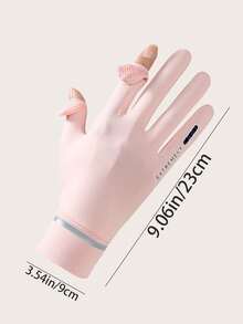 1 Pair Ice Silk Sun Protection Gloves, Suitable For Daily Wear In Summer - Pink - View 4