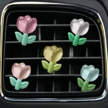 6 件郁金香花汽车出风口夹，汽车配件，适合男女，汽车出风口装饰 - 彩色 - 查看 8