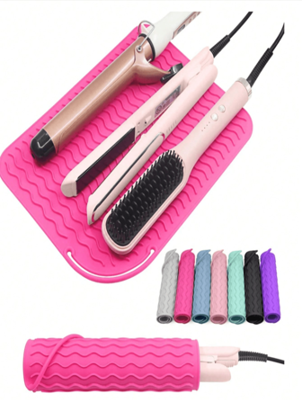 1pc Heat-Resistant Silicone Pad, Anti-Slip Thermal Mat For Curling Iron, Flat Iron, Hair Styling Tool, Dressing Table And Suitcase - Heat-Resistant Pad For Hair Straightener And Curling Iron