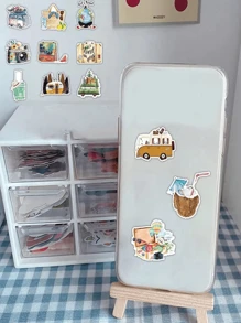52pcs Boho Style Outdoor Travel Stickers, Suitable For Multiple Scenarios Decoration, Office Desktop Student Stationery Decoration, Laptop, Phone, Luggage, Water Cup, Storage Box Decoration, Birthday & Holiday Gifts, Home Decor Self-Adhesive Stickers (Random Style Delivery)