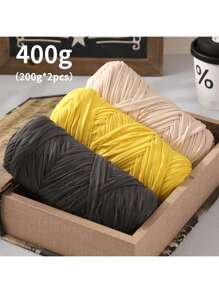 400g (200g*2), 2 Pacotes de Fio de Tecido de Alta Elasticidade, Adequado para Tecelagem Manual de Bolsas, Cestas, Tapetes, Calçados, Decoração Doméstica e Várias Artesanatos DIY