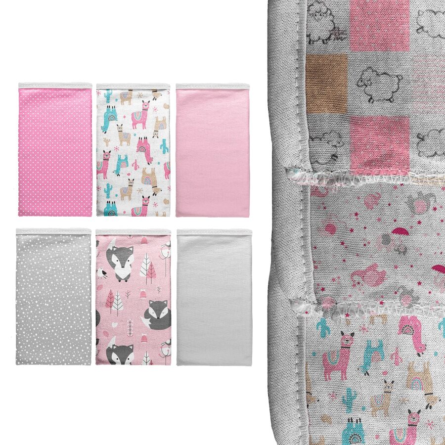 Kit C/6 Pano Toalha De Boca Fralda Babete Bebê 30x30cm Tecido de Malha 30/1 Fio Penteado 100% algodão - Rosa - Visão 1