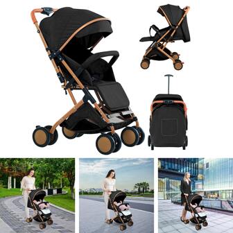 Multifunktionaler 4-rädriger Kinderwagen Kinderwagen im Freien faltbar 0-6 Jahre alt kann sitzen kann liegen kann schieben und ziehen (mit Baumwollkissen, Moskitonetz, Markise )