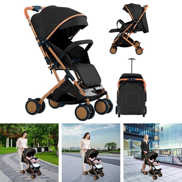 Cochecito multifuncional de 4 ruedas para exteriores, plegable, para niños de 0 a 6 años, puede sentarse, puede acostarse, puede empujar y tirar (con cojín de algodón, mosquitera y toldo).