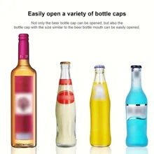 SOKANY 1pc Magnetic Beer Bottle Opener, Cap Opener, Pressure & Pop Cap Opener, Bar Opener Stainless Steel Automatic Push Pull Magnetic Bottle Top Bottle Opener Kitchen Appliances For Hotel, Family Dinner, Bar, Restaurant