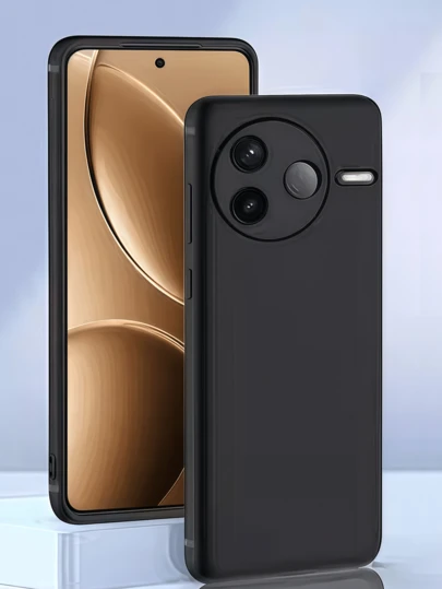 1 件黑色防震保护壳适用于小米/红米系列智能手机，黑色手机壳，保护套，黑色外壳，简约纯色 TPU 防震手机壳（军用级）防水防摔防刮