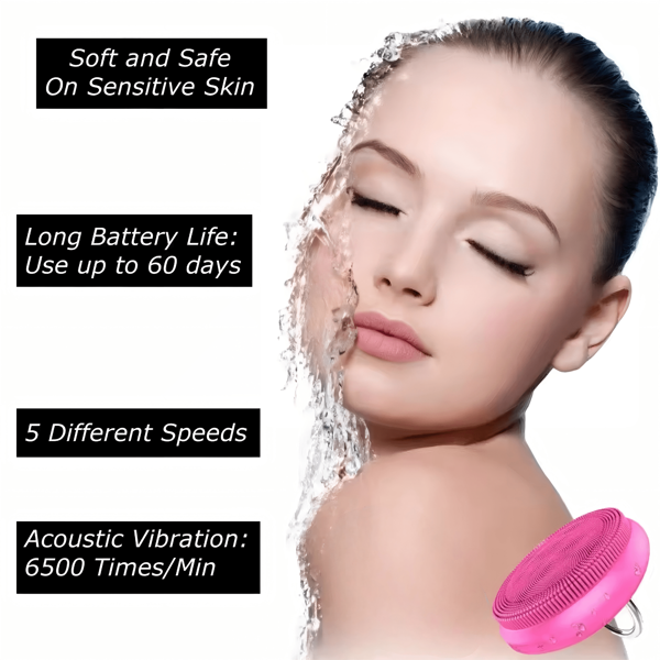 Multifunctional Electric Facial Cleansing Brush, Deep Cleaning Face Wash Tool, Household Facial Brush,Rechargeable With 300mAh Lithium Polymer Battery, USB Charging, For Women, Gift