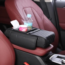 Adjustable Height & Phone Holder Car Armrest Pad - PU Leather, Ergonomic Design, Driving Comfort, Fatigue Relief For Most Vehicles