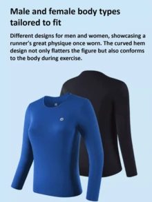 BMAI 1 Piece Spring/Summer Base Layer Running Magic Cube Quick-Drying Long-Sleeve Women's Round Neck T-Shirt, Suitable For Running, Cycling, Fitness, And Other Activities. - Black - View 4