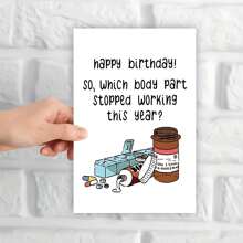 1 pieza Tarjeta de cumpleaños con tema de píldoras divertido - Saludo hilarante para familiares, amigos, compañeros de trabajo - Regalo de pequeña empresa ideal para dar las gracias o por cumpleaños - Ilustración única de caja de píldoras y medicina