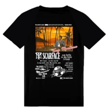 Playera 100% Algodón Peinado Cuello Redondo Modelo Tony Montana Unisex The World Is Yours The Eyes Never Lie Ideal Para Uso Diario, Casual, Streetwear - Negro - Ver 5